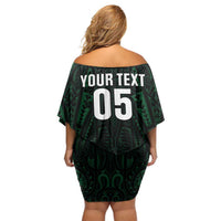 Custom New Zealand Fishing Family Matching Off Shoulder Short Dress and Hawaiian Shirt Maori Tribal Pattern LT05 - Polynesian Pride