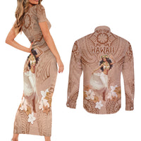 Hawaii Women's Day Couples Matching Short Sleeve Bodycon Dress and Long Sleeve Button Shirt With Polynesian Pattern LT05 - Polynesian Pride