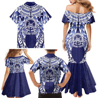 Personalised Tonga Queen Salote College Family Matching Mermaid Dress and Hawaiian Shirt Centenary Navy Version LT05 - Polynesian Pride