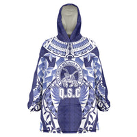 Personalised Tonga Queen Salote College Wearable Blanket Hoodie Centenary Navy Version LT05 One Size Navy - Polynesian Pride