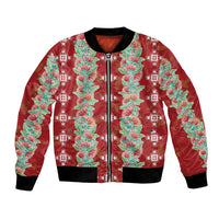 Hawaii Ohia Lehua Bomber Jacket Tropical Vibes Crimson