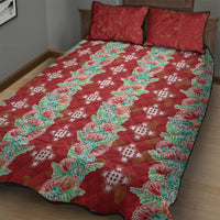 Hawaii Ohia Lehua Quilt Bed Set Tropical Vibes Crimson