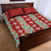 Hawaii Ohia Lehua Quilt Bed Set Tropical Vibes Crimson
