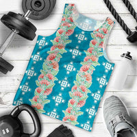 Hawaii Ohia Lehua Men Tank Top Tropical Vibes Teal