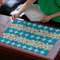 Hawaii Ohia Lehua Puzzle Tropical Vibes Teal