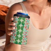 Hawaii Ohia Lehua 4 in 1 Can Cooler Tumbler Tropical Vibes Green