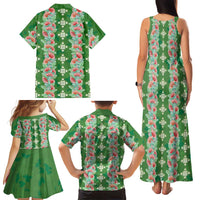 Hawaii Ohia Lehua Family Matching Tank Maxi Dress and Hawaiian Shirt Tropical Vibes Green LT05 - Polynesian Pride