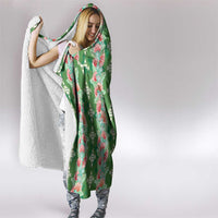 Hawaii Ohia Lehua Hooded Blanket Tropical Vibes Green