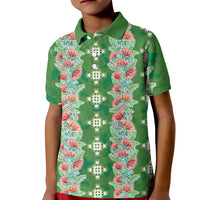 Hawaii Ohia Lehua Kid Polo Shirt Tropical Vibes Green