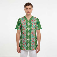 Hawaii Ohia Lehua Scrub Top Tropical Vibes Green