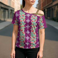 Hawaii Ohia Lehua Cross Shoulder Shirt Tropical Vibes Fuchsia
