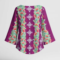 Hawaii Ohia Lehua Kimono Sleeve Blouse Tropical Vibes Fuchsia