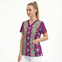 Hawaii Ohia Lehua Scrub Top Tropical Vibes Fuchsia