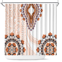 Africa Dashiki Shower Curtain With Polynesian Pattern Beige Version