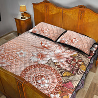 Tonga Ngatu Pattern With Light Tabasco Hibiscus Quilt Bed Set Oil Painting Style LT05 - Polynesian Pride