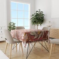 Tonga Ngatu Pattern With Light Tabasco Hibiscus Tablecloth Oil Painting Style