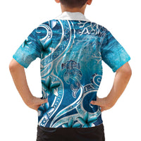 Polynesia World Ocean Day Family Matching Off The Shoulder Long Sleeve Dress and Hawaiian Shirt Ocean Style