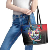Samoa Leather Tote Bag Humpback Whale Siapo Pattern