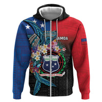 Samoa Zip Hoodie Humpback Whale Siapo Pattern