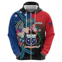 Samoa Zip Hoodie Humpback Whale Siapo Pattern