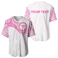 Personalised New Zealand Aotearoa Baseball Jersey Nurse Tribal Pink Version
