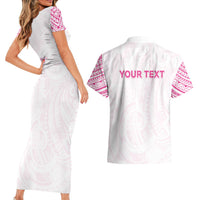 Personalised New Zealand Aotearoa Couples Matching Short Sleeve Bodycon Dress and Hawaiian Shirt Nurse Tribal Pink Version LT05 - Polynesian Pride