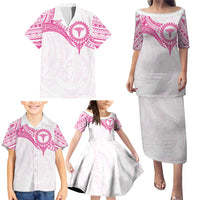 Personalised New Zealand Aotearoa Family Matching Puletasi and Hawaiian Shirt Nurse Tribal Pink Version LT05 - Polynesian Pride