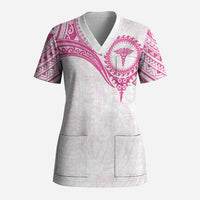 Personalised New Zealand Aotearoa Scrub Top Nurse Tribal Pink Version