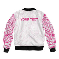 Personalised New Zealand Aotearoa Sleeve Zip Bomber Jacket Nurse Tribal Pink Version