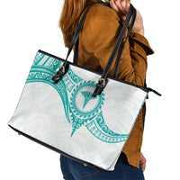 New Zealand Aotearoa Leather Tote Bag Nurse Tribal Teal Version
