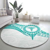 New Zealand Aotearoa Round Carpet Nurse Tribal Teal Version