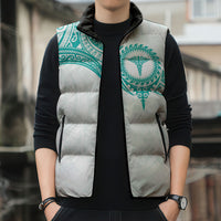Personalised New Zealand Aotearoa Sleeveless Puffer Jacket Nurse Tribal Teal Version