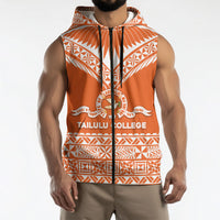Personalised Tonga Tailulu College Sleeveless Zip Hoodie Tongan Kupesi Pattern