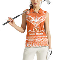 Personalised Tonga Tailulu College Women Sleeveless Polo Shirt Tongan Kupesi Pattern
