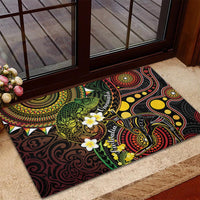 Vanuatu And Australia Aboriginal Rubber Doormat Iguana And Kangaroo Together