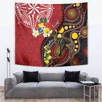 Tonga Ngatu And Australia Aboriginal Tapestry Tongan Dove And Kangaroo Together LT05 Red - Polynesian Pride