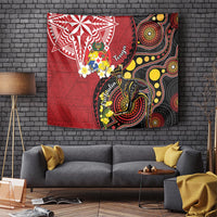 Tonga Ngatu And Australia Aboriginal Tapestry Tongan Dove And Kangaroo Together LT05 - Polynesian Pride