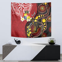Tonga Ngatu And Australia Aboriginal Tapestry Tongan Dove And Kangaroo Together LT05 - Polynesian Pride