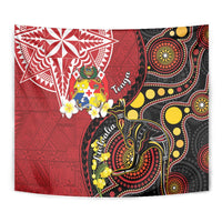 Tonga Ngatu And Australia Aboriginal Tapestry Tongan Dove And Kangaroo Together LT05 - Polynesian Pride