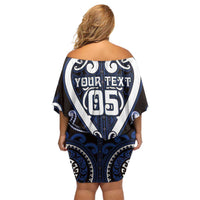 Custom Aotearoa Ngati Tuwharetoa Off Shoulder Short Dress Maori Tribal Pattern