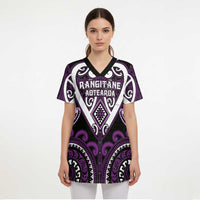 Custom Aotearoa Rangitane Scrub Top Maori Tribal Pattern - Polynesian Pride