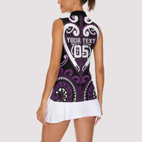 Custom Aotearoa Rangitane Women Sleeveless Polo Shirt Maori Tribal Pattern
