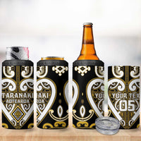 Custom Aotearoa Taranaki 4 in 1 Can Cooler Tumbler Maori Tribal Pattern