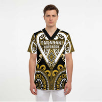 Custom Aotearoa Taranaki Scrub Top Maori Tribal Pattern - Polynesian Pride