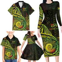 Personalised Fiji Lovoni Day Family Matching Long Sleeve Bodycon Dress and Hawaiian Shirt 154th Years LT05 - Polynesian Pride