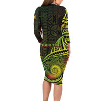 Personalised Fiji Lovoni Day Family Matching Long Sleeve Bodycon Dress and Hawaiian Shirt 154th Years LT05 - Polynesian Pride