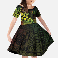 Personalised Fiji Lovoni Day Family Matching Summer Maxi Dress and Hawaiian Shirt 154th Years LT05 Daughter's Dress Reggae - Polynesian Pride