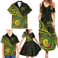 Personalised Fiji Lovoni Day Family Matching Summer Maxi Dress and Hawaiian Shirt 154th Years LT05 - Polynesian Pride