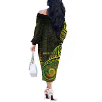 Personalised Fiji Lovoni Day Off The Shoulder Long Sleeve Dress 154th Years
