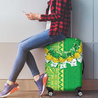 Fiji Lovoni Luggage Cover Fijian Tapa Salusalu Green Glitter